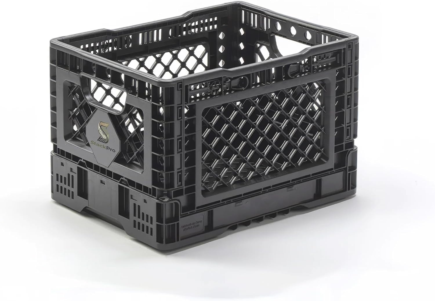 25L Collapsible Storage Crate, Heavy Duty Folding Storage Bin, Stackable Plastic Organizer for Car, Garage, Camping, Home (6.6 Gal, 198 lb Load Capacity) (Charcoal)
