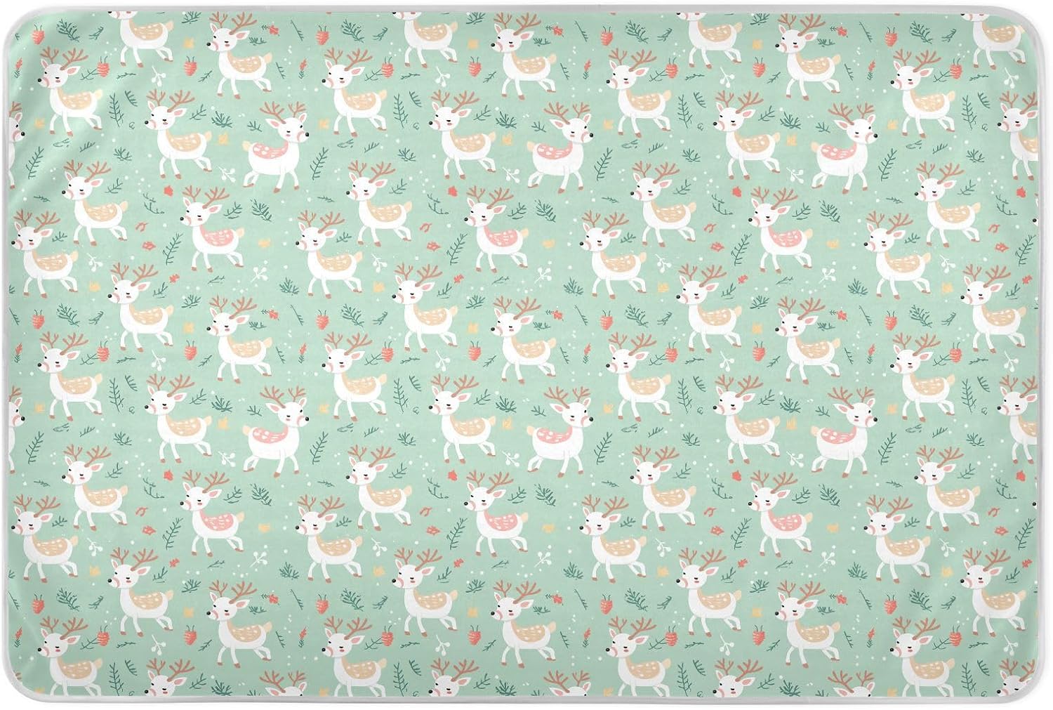 Funny Cute Deer Extra Large Resuable Baby Bed Pad Waterproof Washable Mattress Pad Skin-Friendly Travel Mattress for Infant Baby , 52" L x 34" W