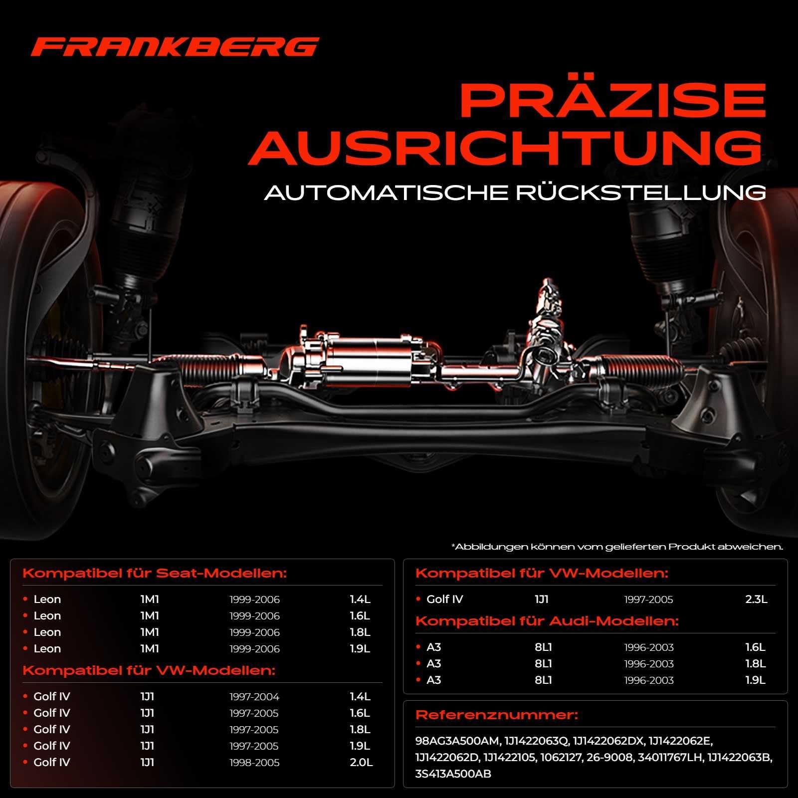 Frankberg Lenkgetriebe Servolenkgetriebe Hydraulisch für Linkslenker mit Spurstangen Kompatibel mit B.o.r.a 1J2 1998-2005 Golf IV 1J1 1998-2005 New Beetle 9C1 1C1 1998-2010 Replace# 1J1422105