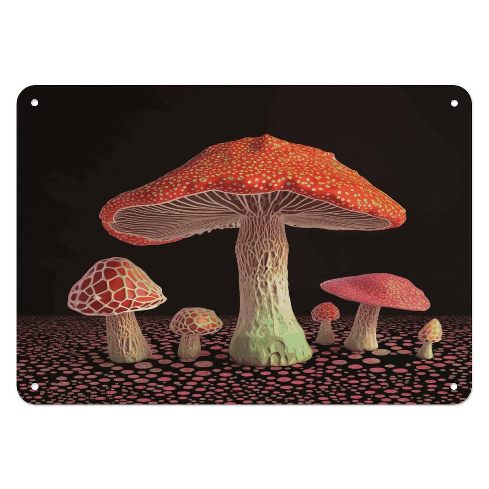 Fekiloot Style Mushroom Wall Decor Iron Painting Metal Sign
