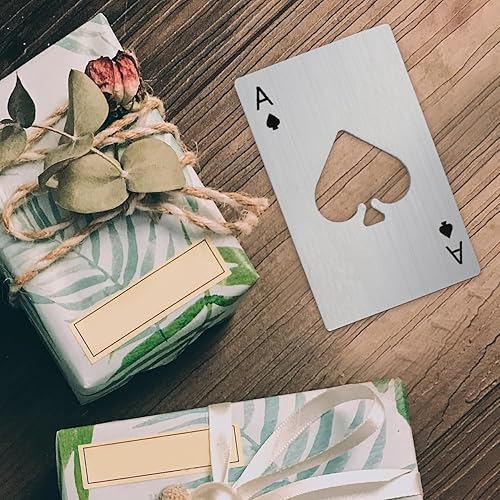 Miniatura 2 de Yoption 5 unidades de acero inoxidable tamaño tarjeta de crédito Casino abridor de botellas de cerveza para su cartera (5, póquer)