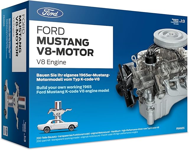 Franzis 67500 Ford Mustang V8 Model Engine Kit, 327 x 146 x 447 millimeters, All components included