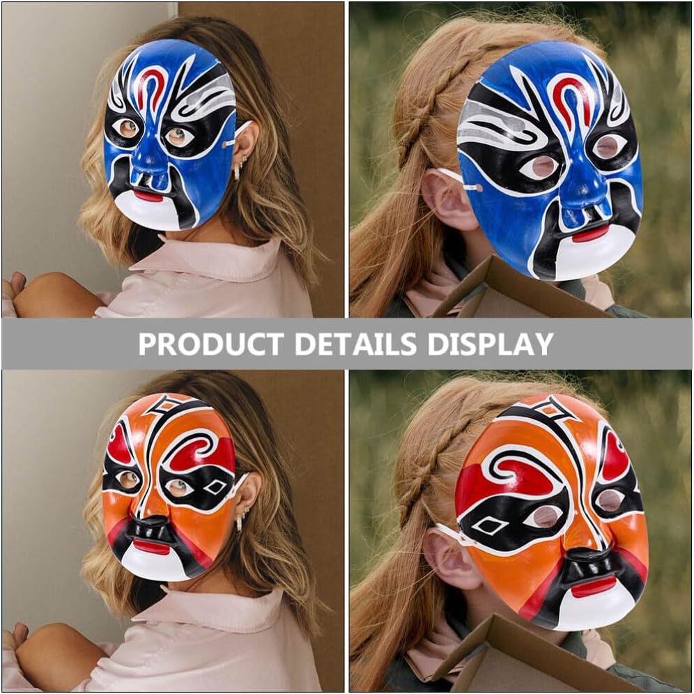 VOSAREA 2pcs Home Decor Halloween Masks for Adults Halloween Accessory Chinese Mask for Home Wall Hanging Decorative Opera Cosplay Supply Prop Child Portable Pulp Plaster