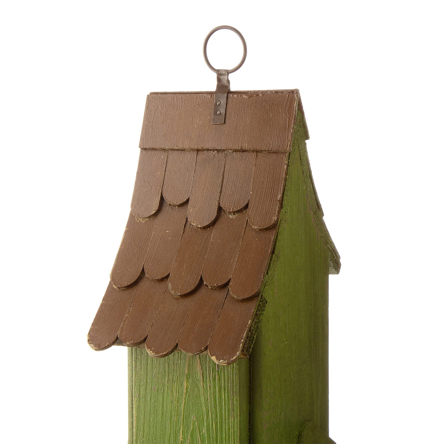 Handbemaltes Vogelhaus aus Holz mit Einzeldach zum Aufhängen im Freien, Grün
