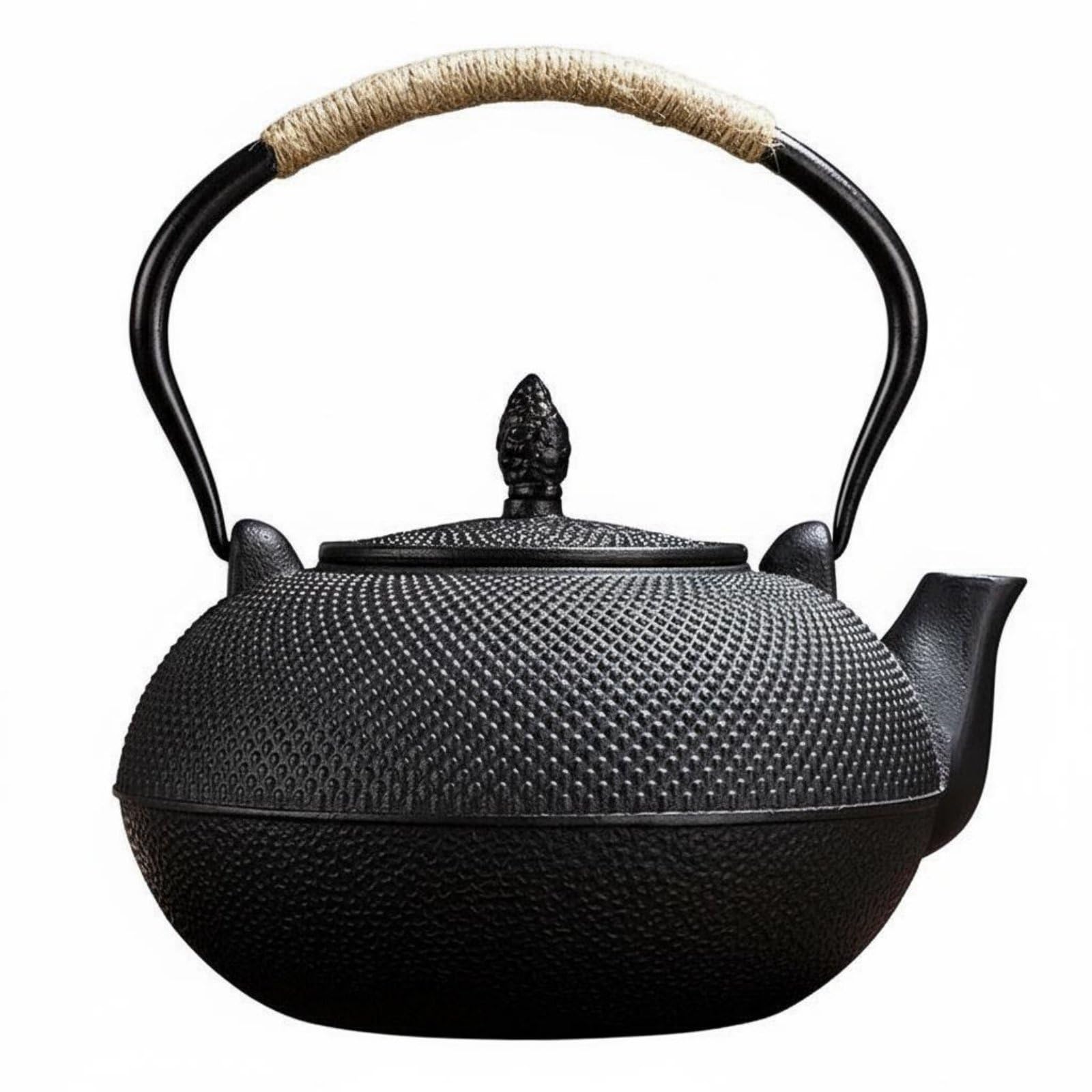 harayaa Tetera de Hierro Fundido Tetera Hervidor Kettle Taza con Retención de y Asa Arqueada Aislada Adecuada para Reuniones de, Array, Negro, Tradicional Con Textura De Gránulos, 3.0L