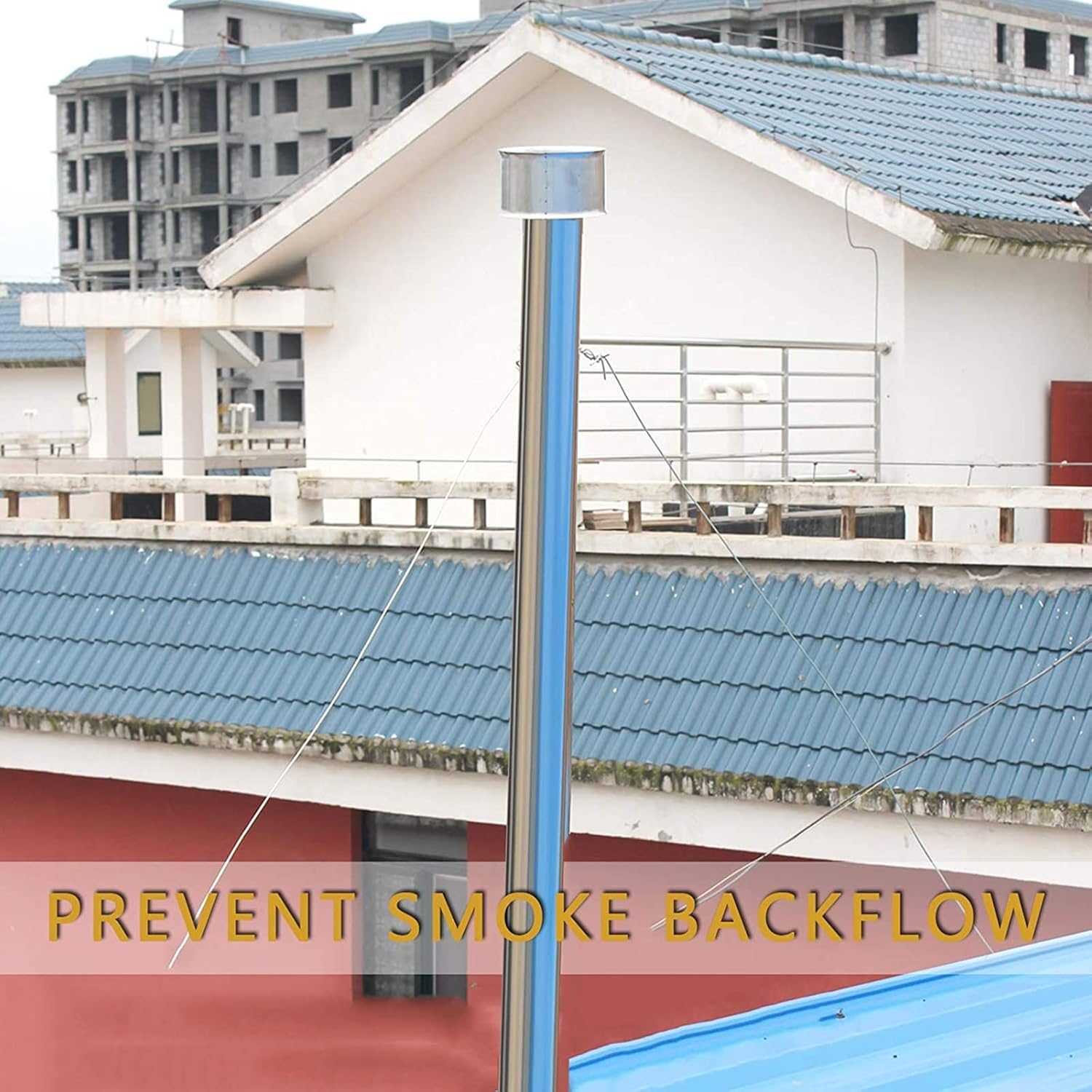 Chimney Cowl Stove Pipe Line Cap Stainless Steel Ventilation Cover Prevents Chimes Backflow from Rain, Birds and Pests. Vent Outlet Hood (11cm)