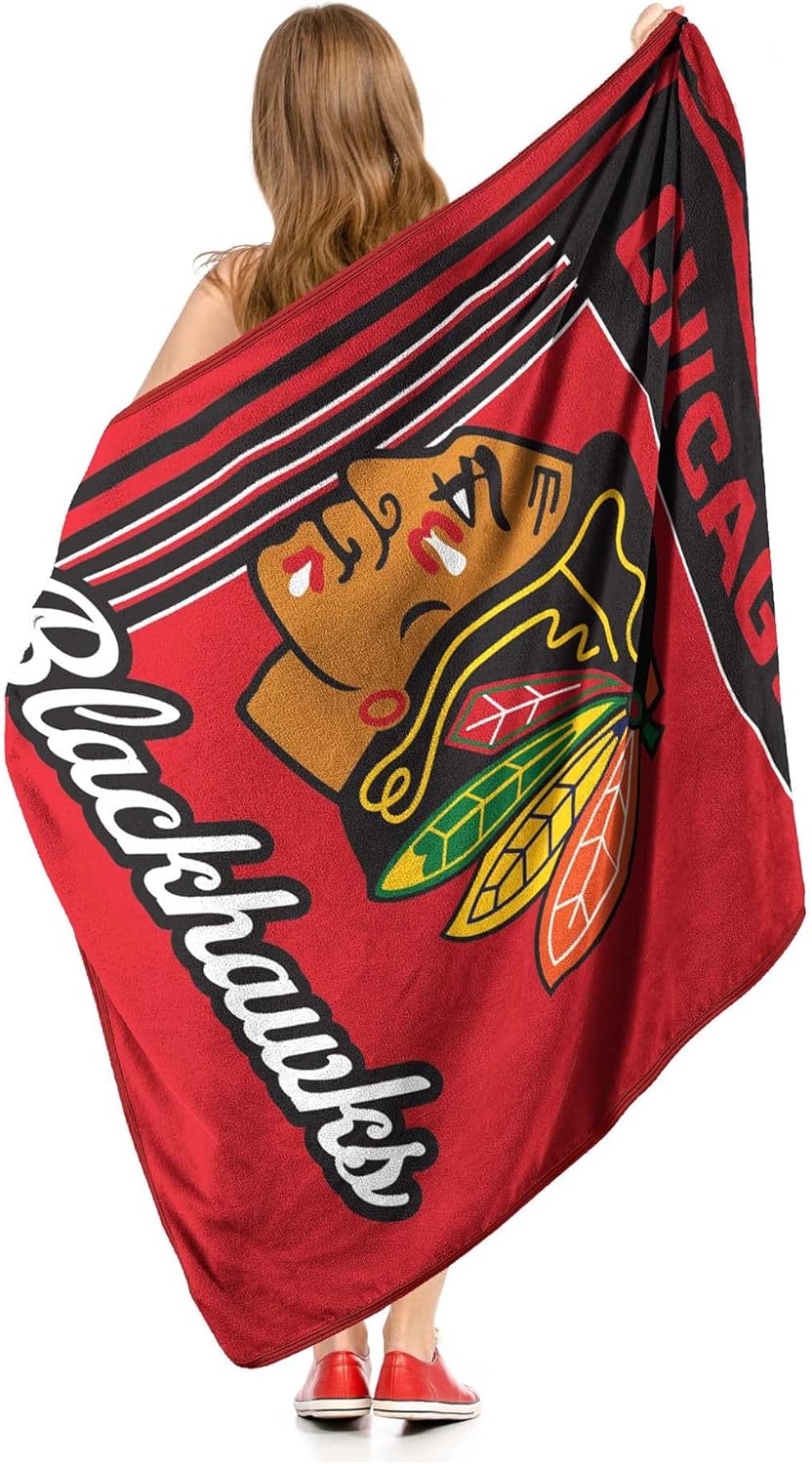 NORTHWEST Officially Licensed Chicago Blackhawks NHL Team Throw Blanket 46″×60″ – Licensed Microfiber Throw with Hockey Logos for Fans, Dorms, Game Day Couches & Fan Caves - Image 3