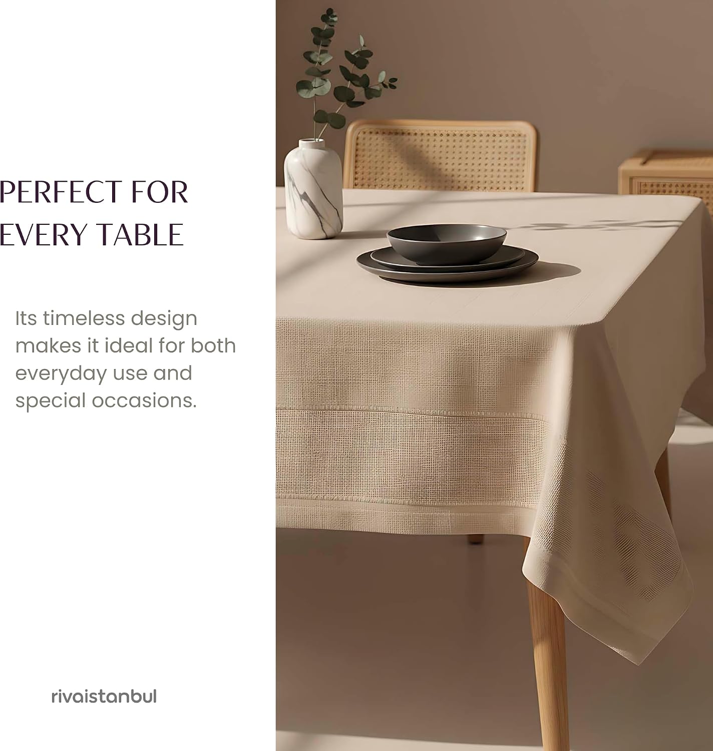 Rectangular & Round Tablecloth for Dining & Picnic | Botanical Print Fabric Table Cover for Indoor Outdoor Tables | Durable Table Cloth for Kitchen, Parties, Holidays & Everyday Use