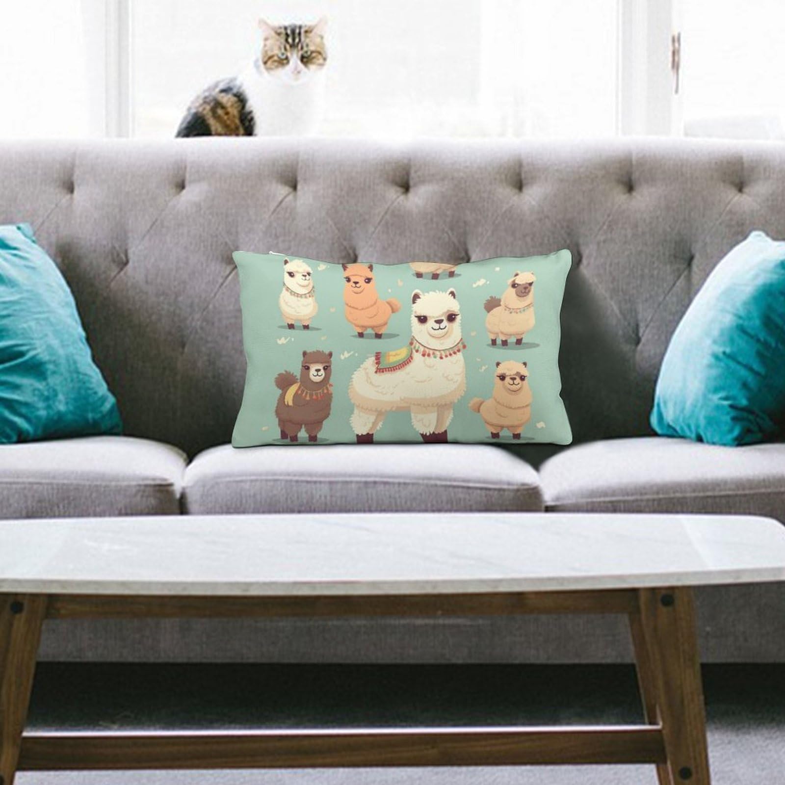 NTVOWPZO Decoration Throw Pillow Covers 8"x12" Pillowcases Covers Alpacas Soft Pillowcases Modern Farmhouse Home Decor Sofa Cushions Covers for Couch Bed Living Room