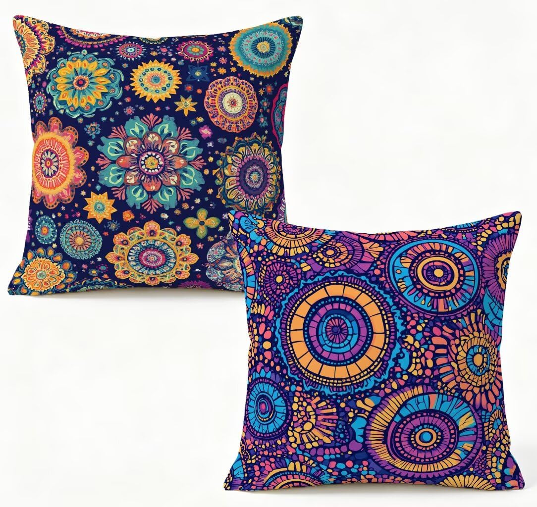 Coussin canapé 60x60 cm lot de 2 en lin style bohème
