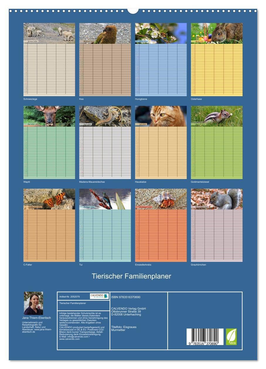 Tierischer Familienplaner (hochwertiger Premium Wandkalender 2026 DIN A2 hoch), Kunstdruck in Hochglanz: Deine tierische Hilfe beim Planen von Schule, Beruf, Haushalt und Freizeit (CALVENDO Tiere)