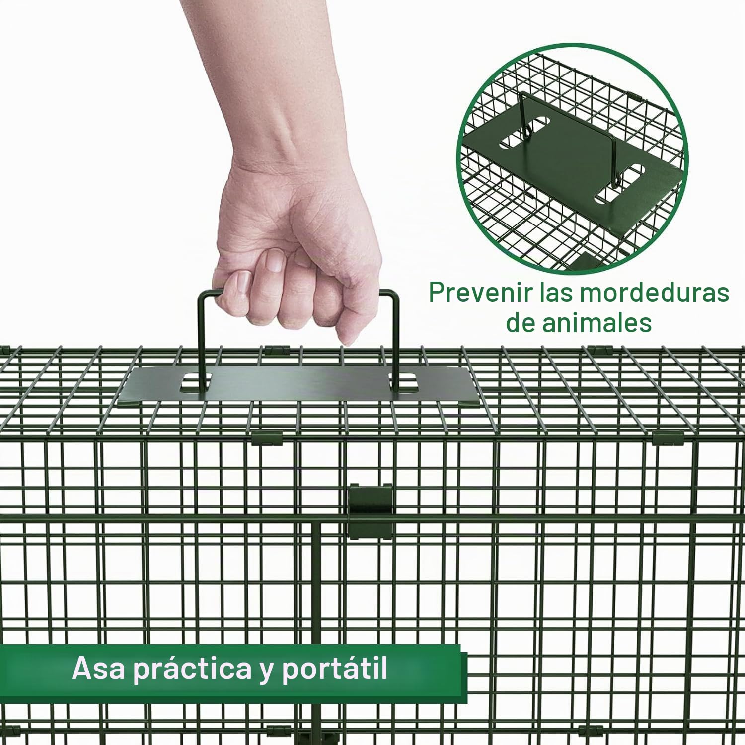 Trampas para Animales Vivos Verde Fuerte Ocultación Trampa Ratones Humanitario Jaula Trampa para Gatos Trampa para Mapaches Professional Trampa para Zorros, 100x28x28cm