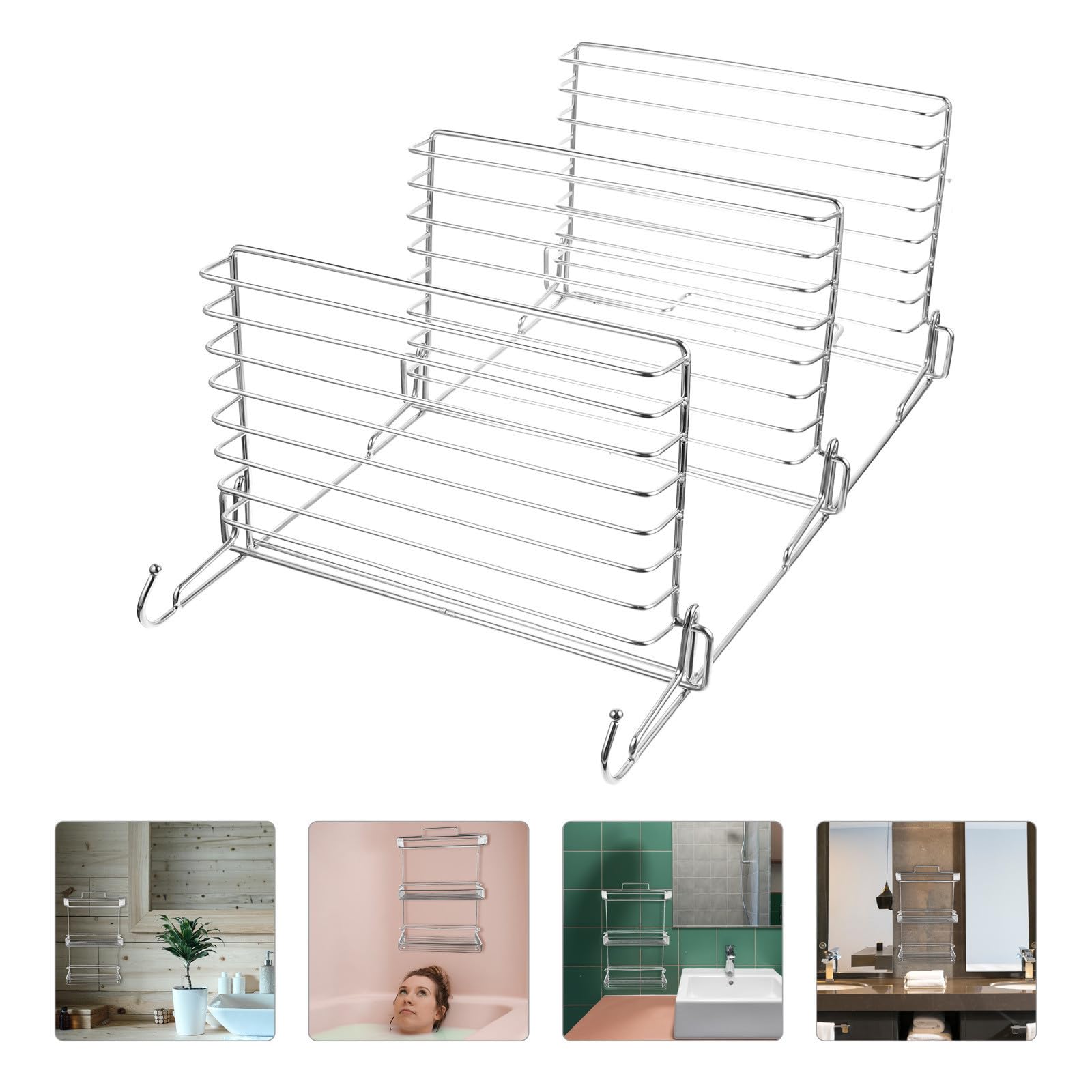 VILLCASE Estante de Ducha Organizador sin Taladro Plegable con Gancho de Acero Inoxidable con Buena Capacidad de Carga y Diseño Contemporáneo para Baño y Cocina