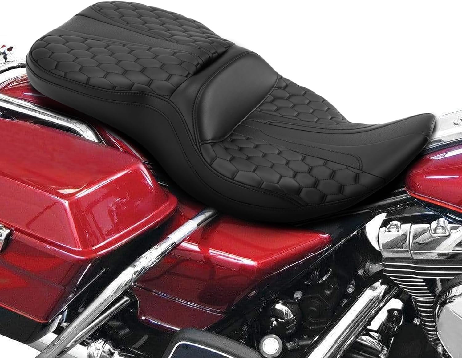 TCMT Black Driver Passenger Seat Fits For Harley Road King Road Glide Electra Glide Standard FLHT Classic FLHTC FLHTCI Ultra Classic FLHTCUI 1997-2007