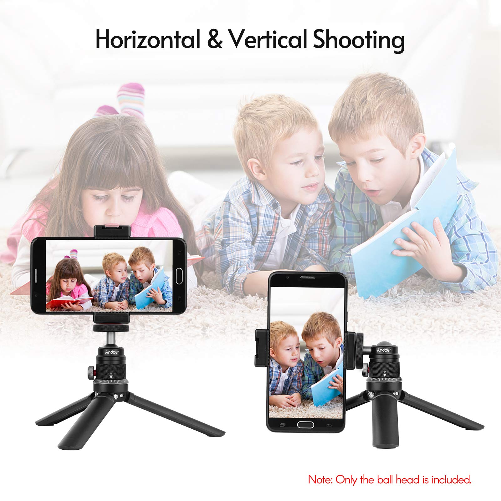 Aluminum Alloy Ball Head, 360° Rotation Mini Tripod Head with U Shape Slot for Cameras, Universal 1/4in Screw Mounting Compatibility