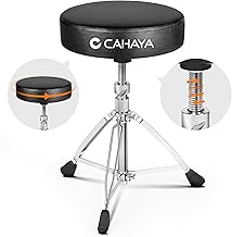 CAHAYA Adjustable Height Drum Stool Garden Drum Stool Black with Rotating Lift Thicker Padded Seat Load Capacity 200kg