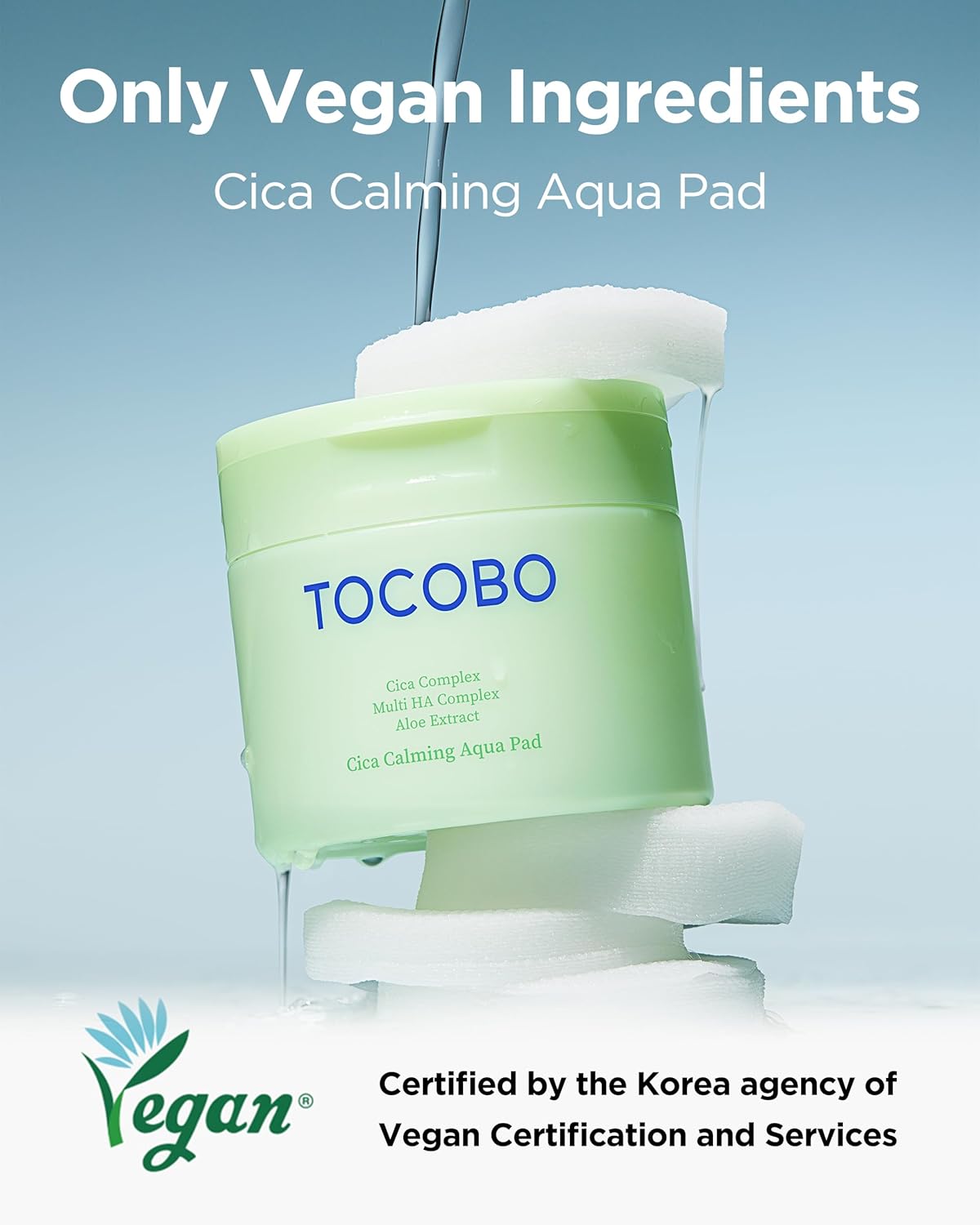 TOCOBO CICA Calming Aqua Toner Pad – Korean Vegan Dual-Sided Toner Pads with Fermented CICA, Aloe & Multi-Hyaluronic Acid – 3-Second Soothing and Cooling Care for Sensitive, Heated Skin, 60 Pads - Image 7