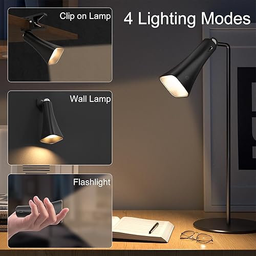 Miniatura 4 de Lámpara de escritorio 4 en 1, recargable con lámpara magnética de oficina, 3 niveles de brillo para el cuidado de los ojos, lámpara de pared