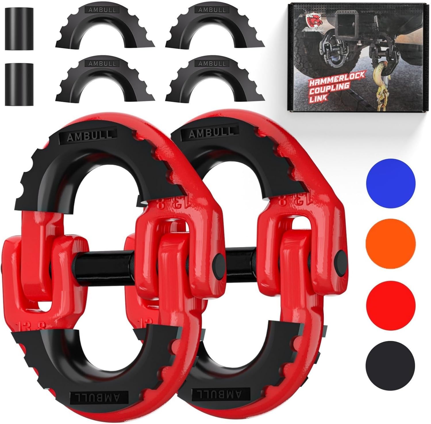 AMBULL 2 Pack 1/2" Safety Chain Connector Link, G80 Tow