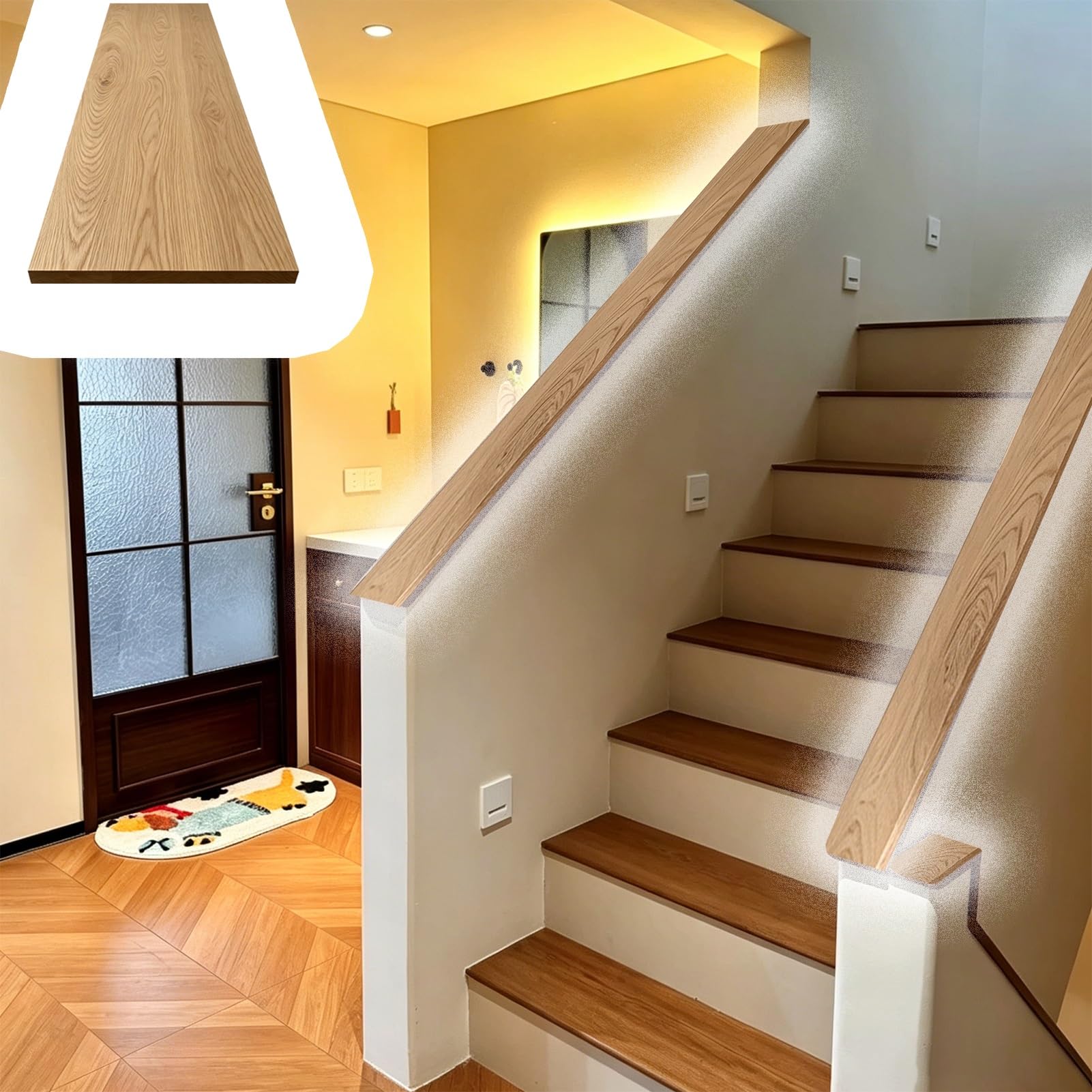 Barre d'appui de sécurité pour escalier avec bords arrondis anti-chute
