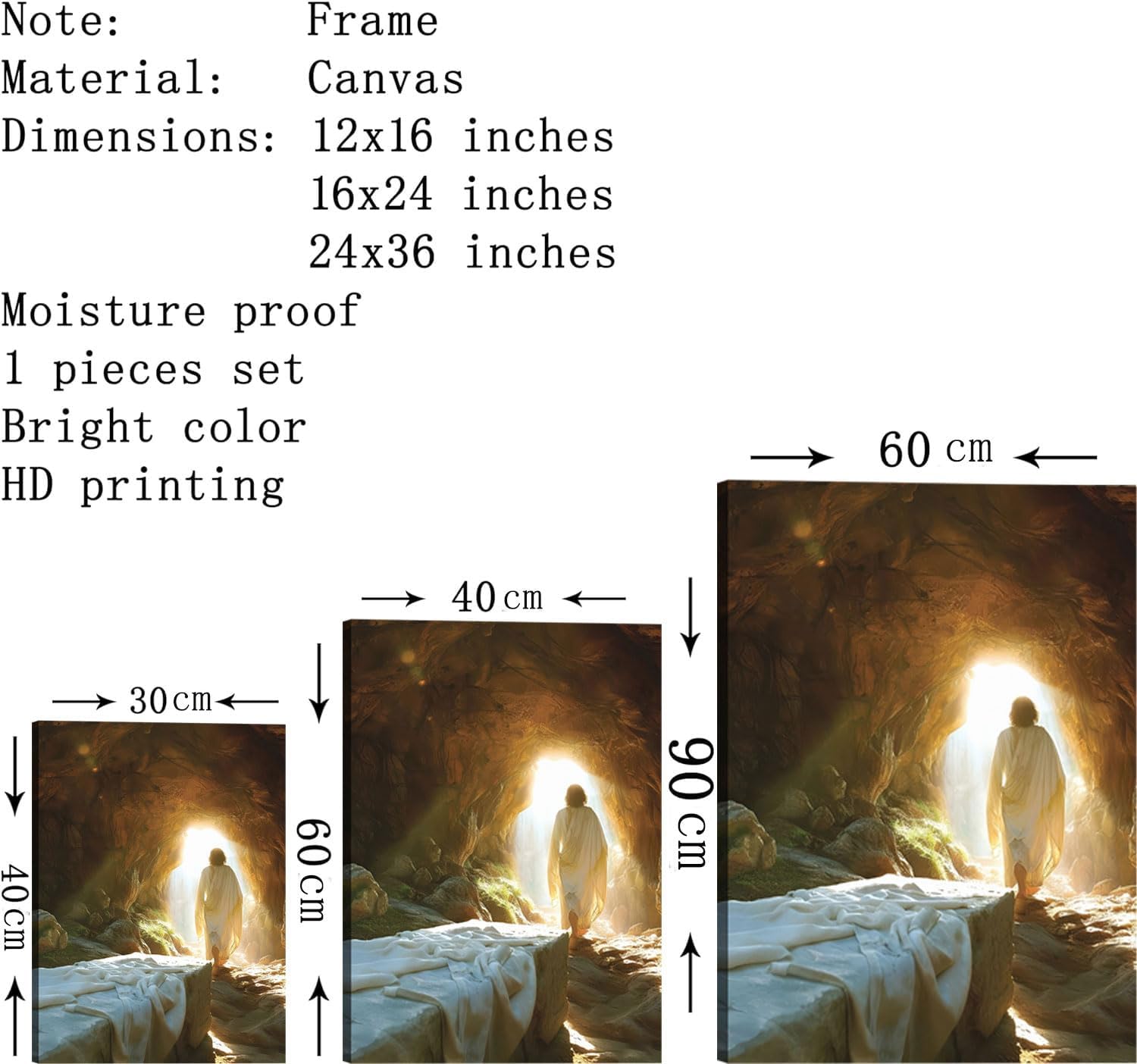 Jesus Canvas Wall Art Jesus Leaves the Tomb Wall Decor pictures Christian Resurrected Savior Leaves the Tomb Posters Prints for Church Home Bedroom living room Home Decortion 24inx36in Canvas