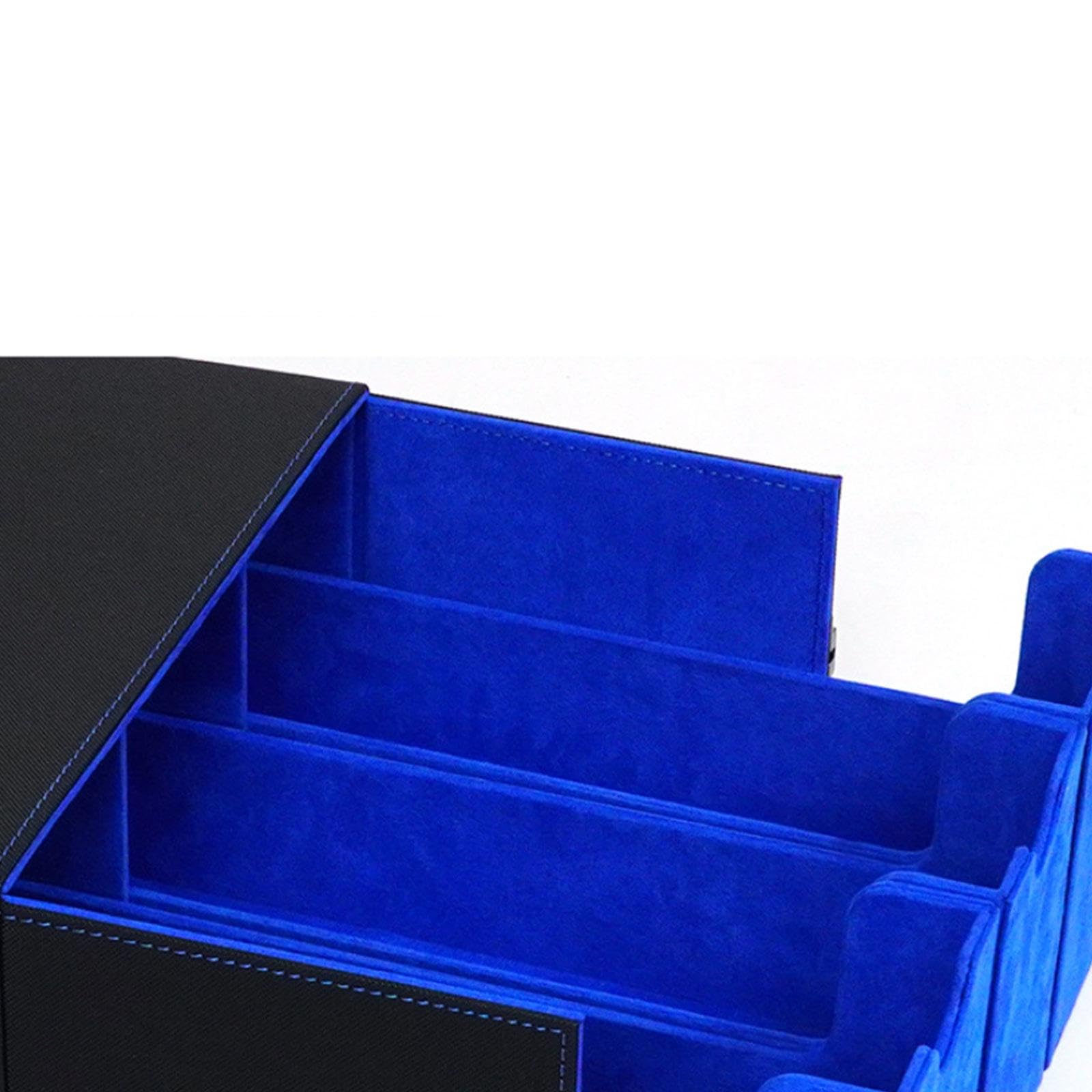 Étui pour Jeu de Cartes à Collectionner avec 3 Séparateurs, Organisateur de Présentation Pratique En Similicuir, étui de Rangement pour, Bleu