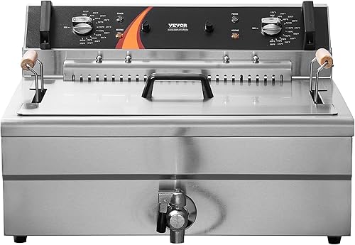Miniatura 9 de VEVOR Freidora comercial, freidora eléctrica de pavo de 3000 W con canasta, gran capacidad de 30.6 cuartos de galón  29 L, freidora de aceite