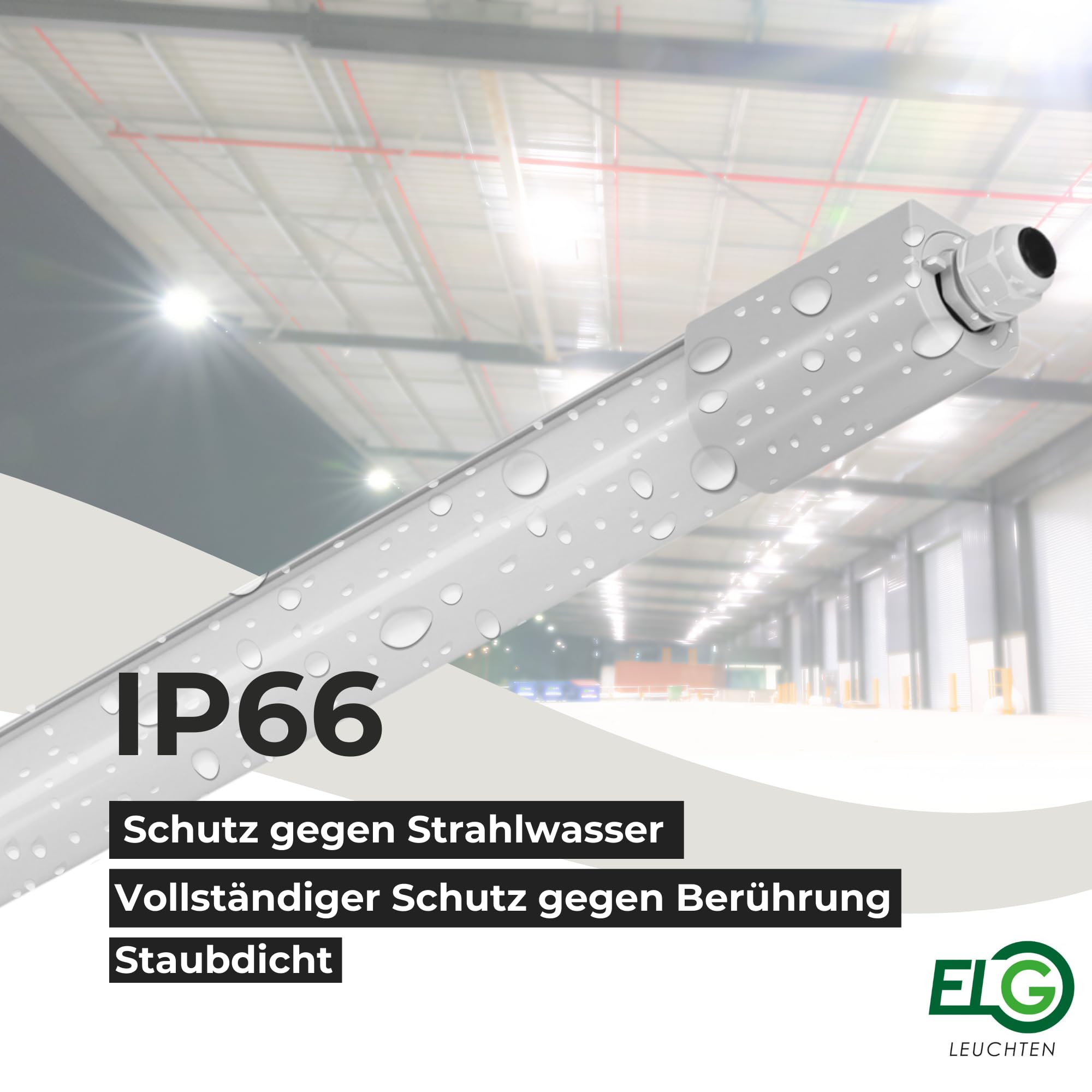 LED Feuchtraumleuchte 150cm 12er-Set 50W/33W 4000lm/6000lm | 6500K Umschaltbar IP66 wasserfest, Für Garage Werkstatt Keller