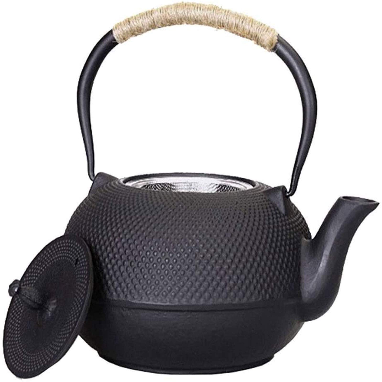 MGEMJMJ 1.8L Japanese-style Cast Iron Teapot With Stainless Steel Infusion Filter Uncoated Oxidized Inner Wall Large Kettle Tea Set