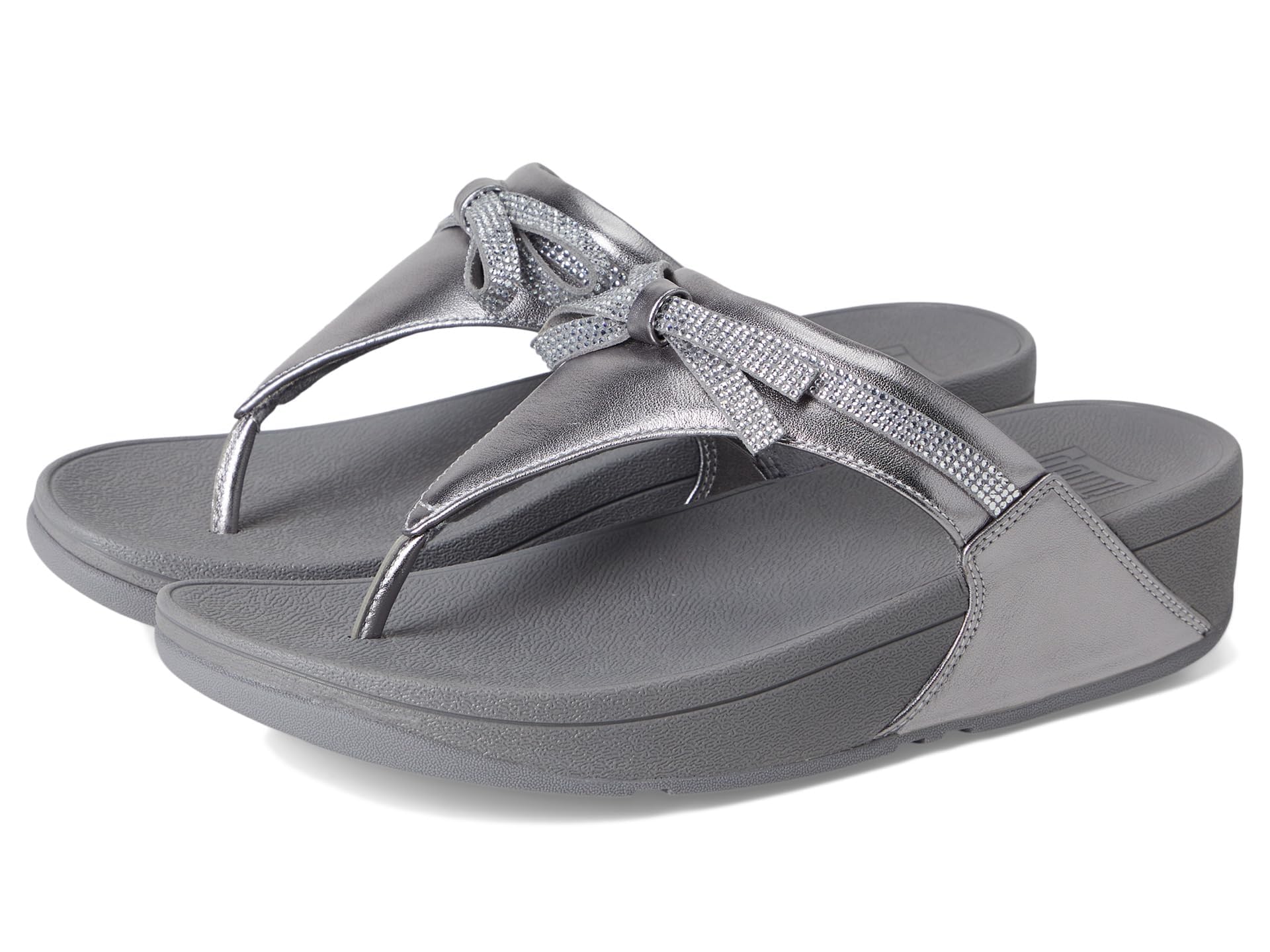 Fitflop Women's Lulu Glitz-Bow Leather Toe-Post Sandals