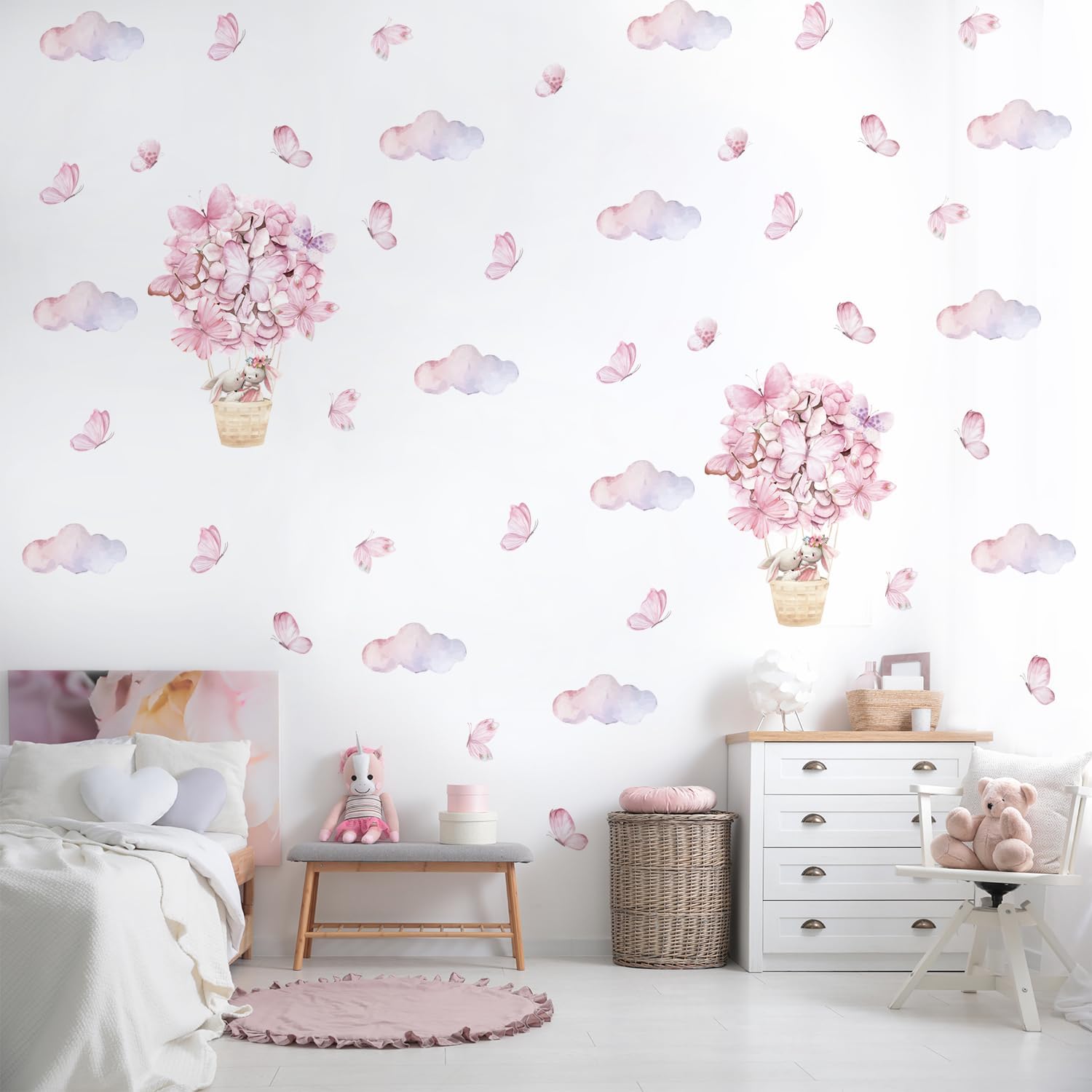 QUCHENG Pink Wall Decal Stickers Girls Toddler Bedroom Removable Stickers Decor
