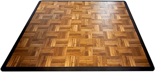 Big Floors 5X5DKOAKFLOOR Kit de pista de baile modular de plástico ligero entrelazado (5 x 5 pies), roble oscuro, 45 piezas