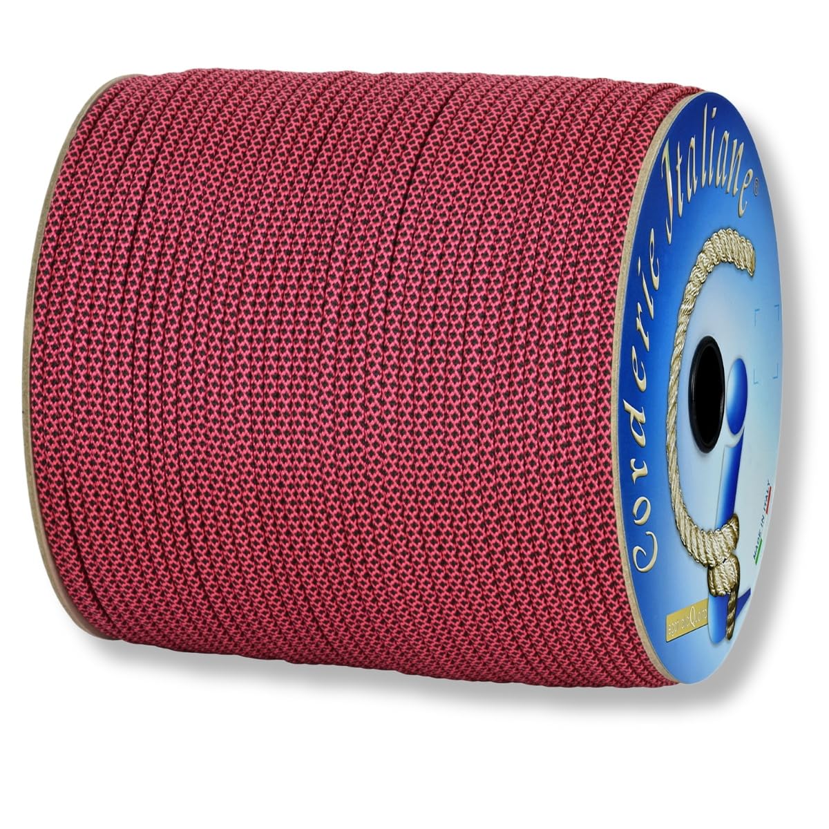 Paracord 550 Type III Diamond, nero/rosa flu 4 mm - 100 mt, anima 7 fili, 100% Made in Italy 006098911 Corderie Italiane
