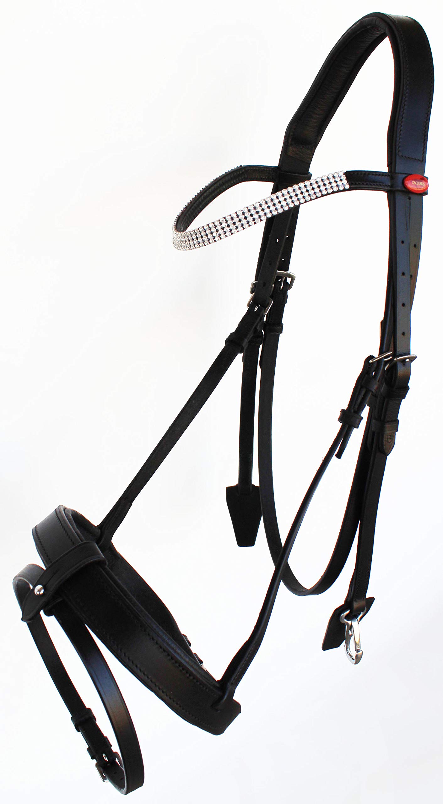 CHALLENGER English Horse All Purpose Padded Leather Removeable Flash Bridle Reins 803481BKF