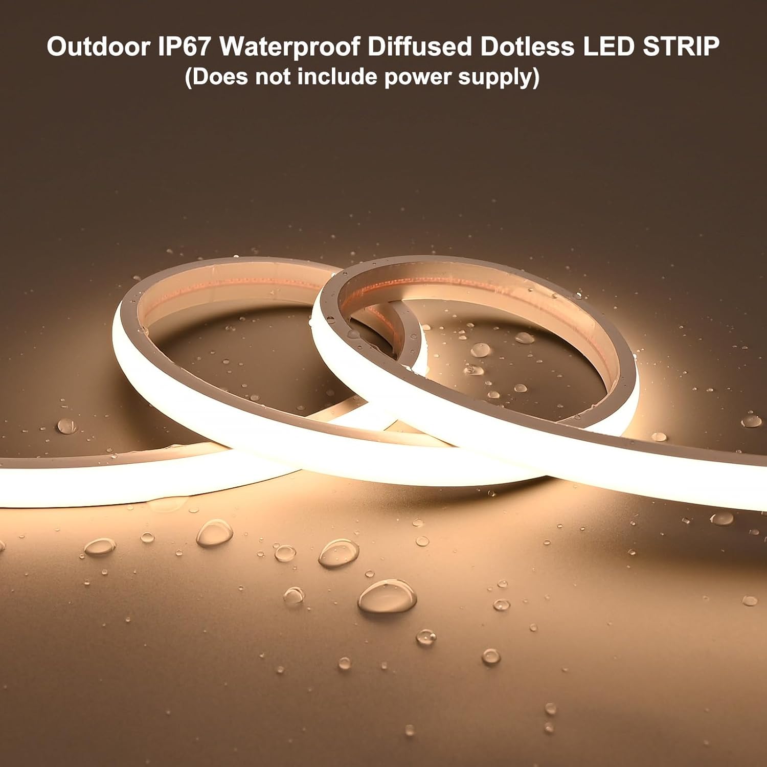 24V COB LED Strip Light 16.4ft Warm White 3000K, 230LM/ft, IP67 Waterproof Outdoor, High CRI>93, Self-Adhesive Highlight Architecture, Accent Bars & Gardens