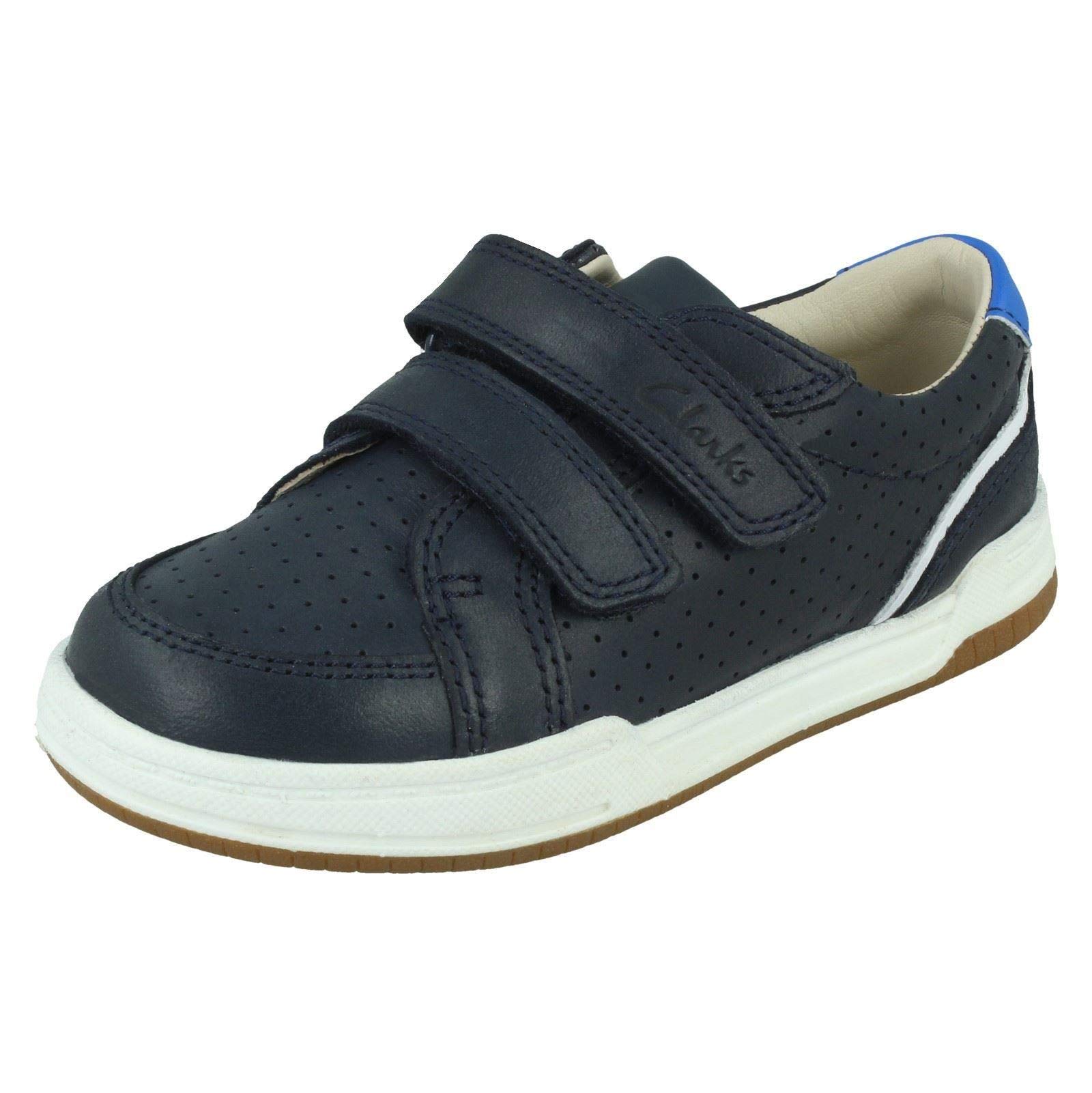 Clarks Boy's Fawn Solo T Sneaker, Navy Leather, 4.5 UK Child