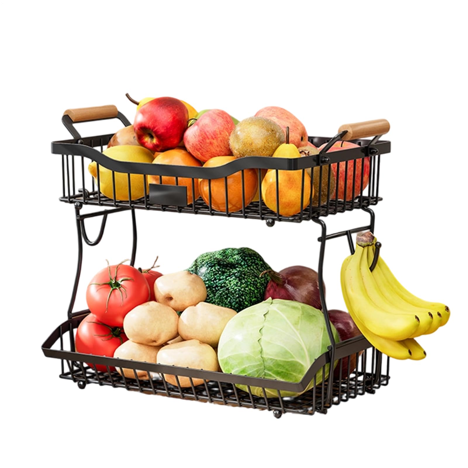 para la Cocina Soporte 2 Niveles Alimentos | Organizador Pan que Ahorra Espacio Para Frutas, Verduras, Aperitivos, Pan, Despensa, Oficina, Encimera, Cocina, Centro De