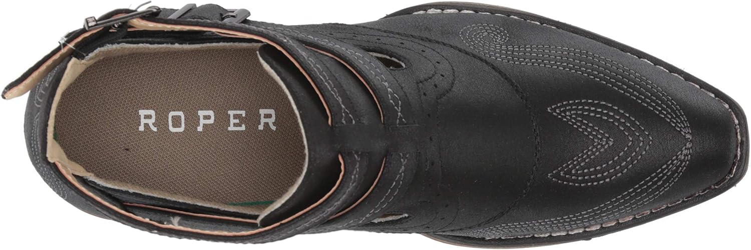 ROPER Womens Willa Embroidery Snip Toe Casual Boots Ankle Low Heel 1-2" - Brown