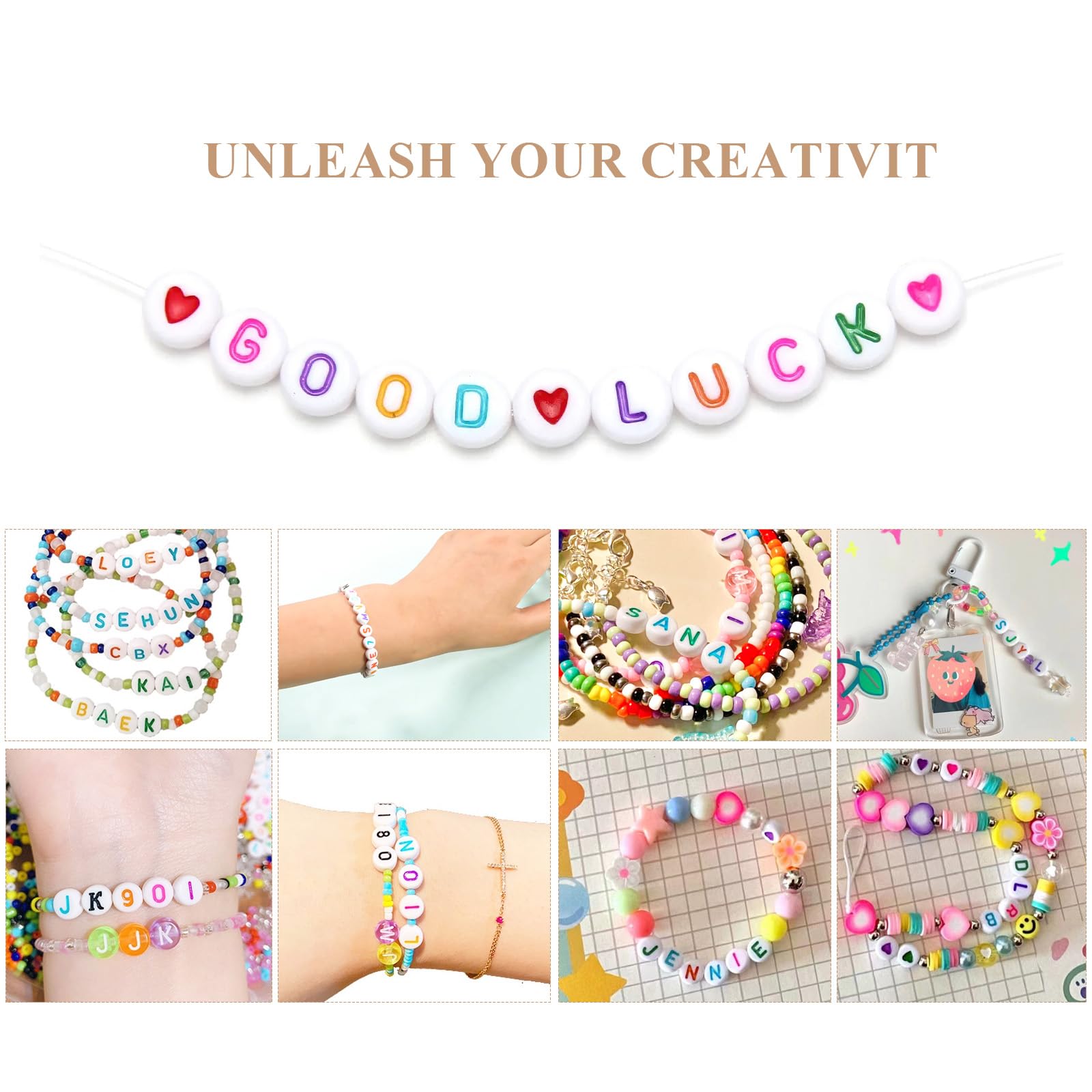 500 Perles Lettres Acrylique - Alphabet A-Z Coloré - Pour Bracelets, Colliers DIY - Loisirs Créatifs Enfants & Adultes