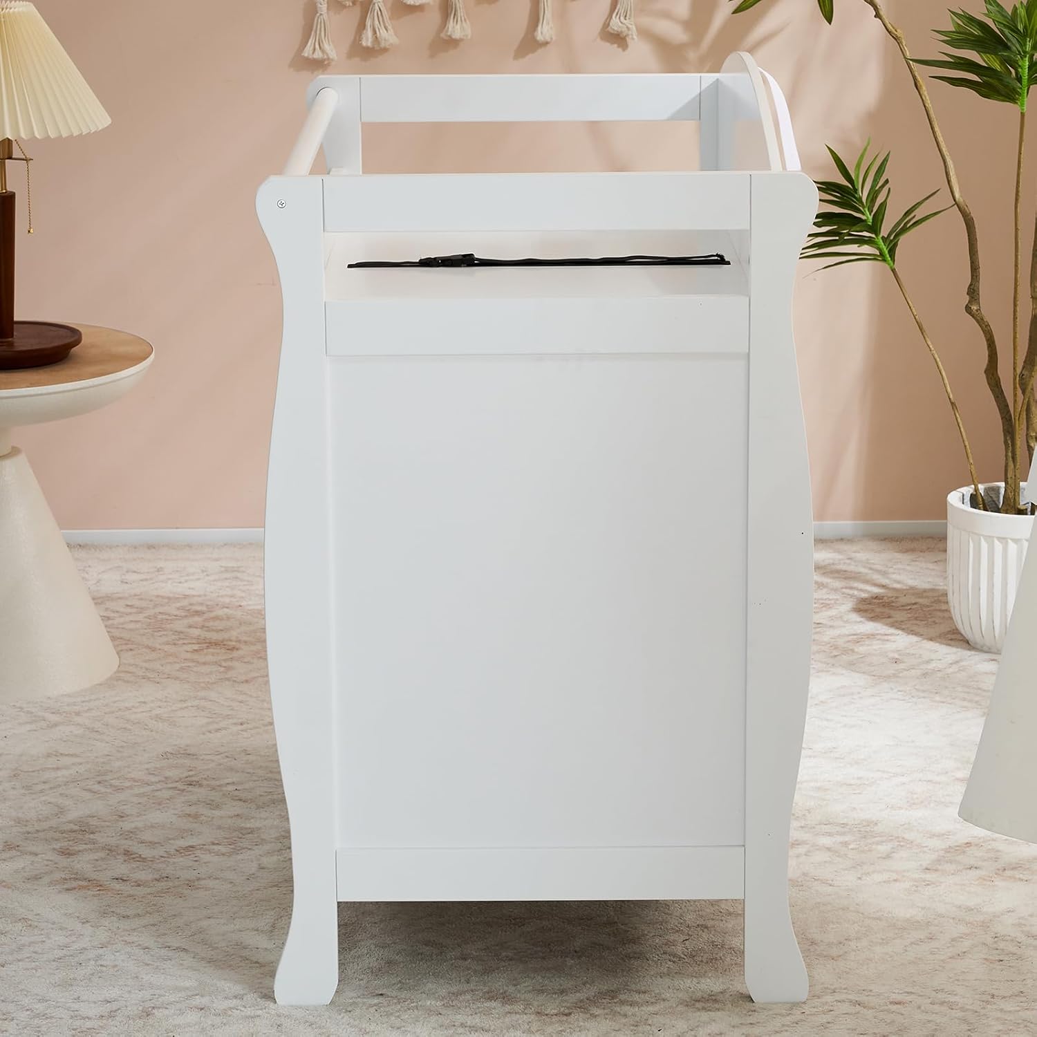 Changing Table Changing Station Table with 3 Drawers, Safety Rail & Strap for Bedroom, White
