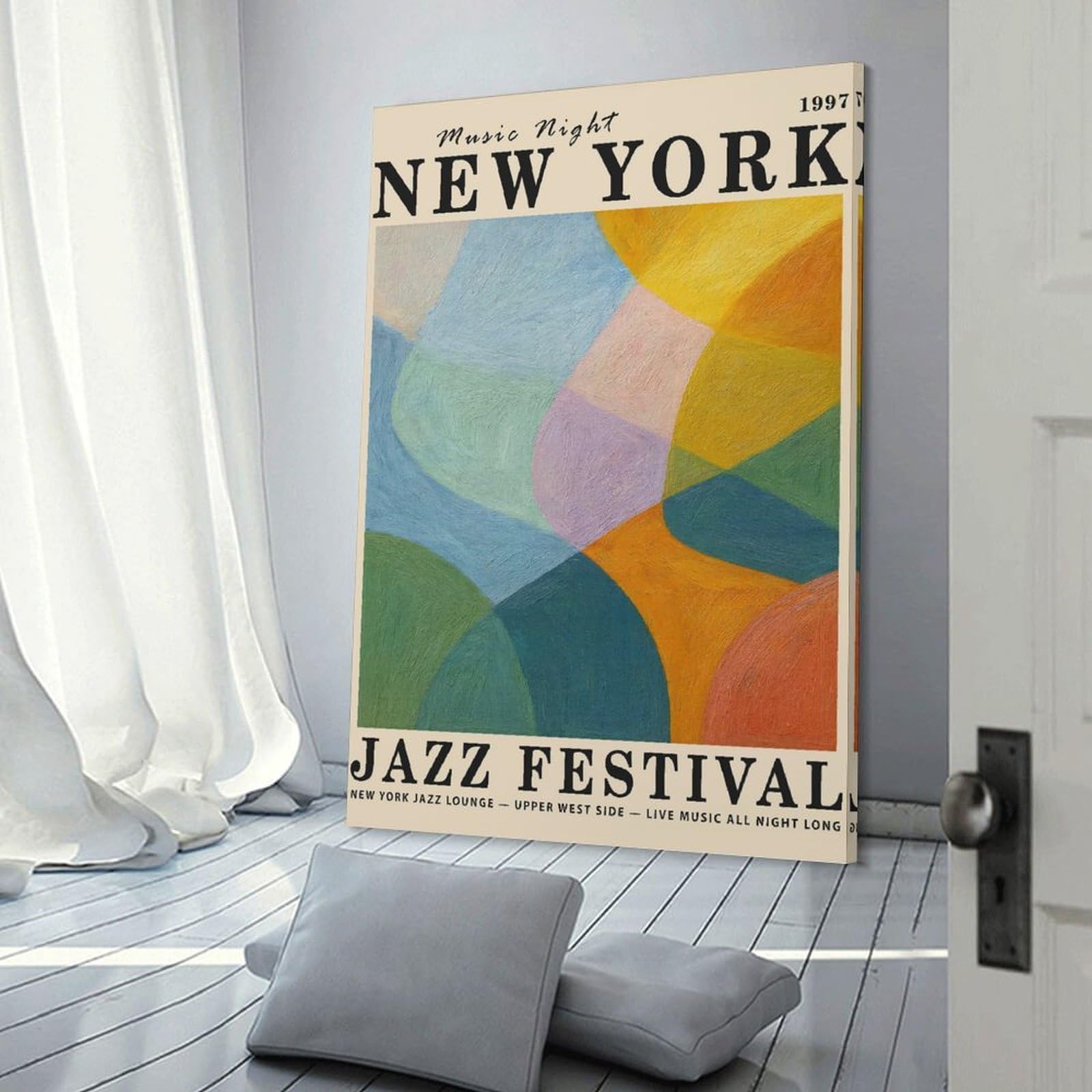 Junmoney Room Decor Wall Art New York Jazz Festival, 16x24inch(40x60cm), for Gallery Wall Layouts in Home Or Office, Home Wall Art for Statement Displays