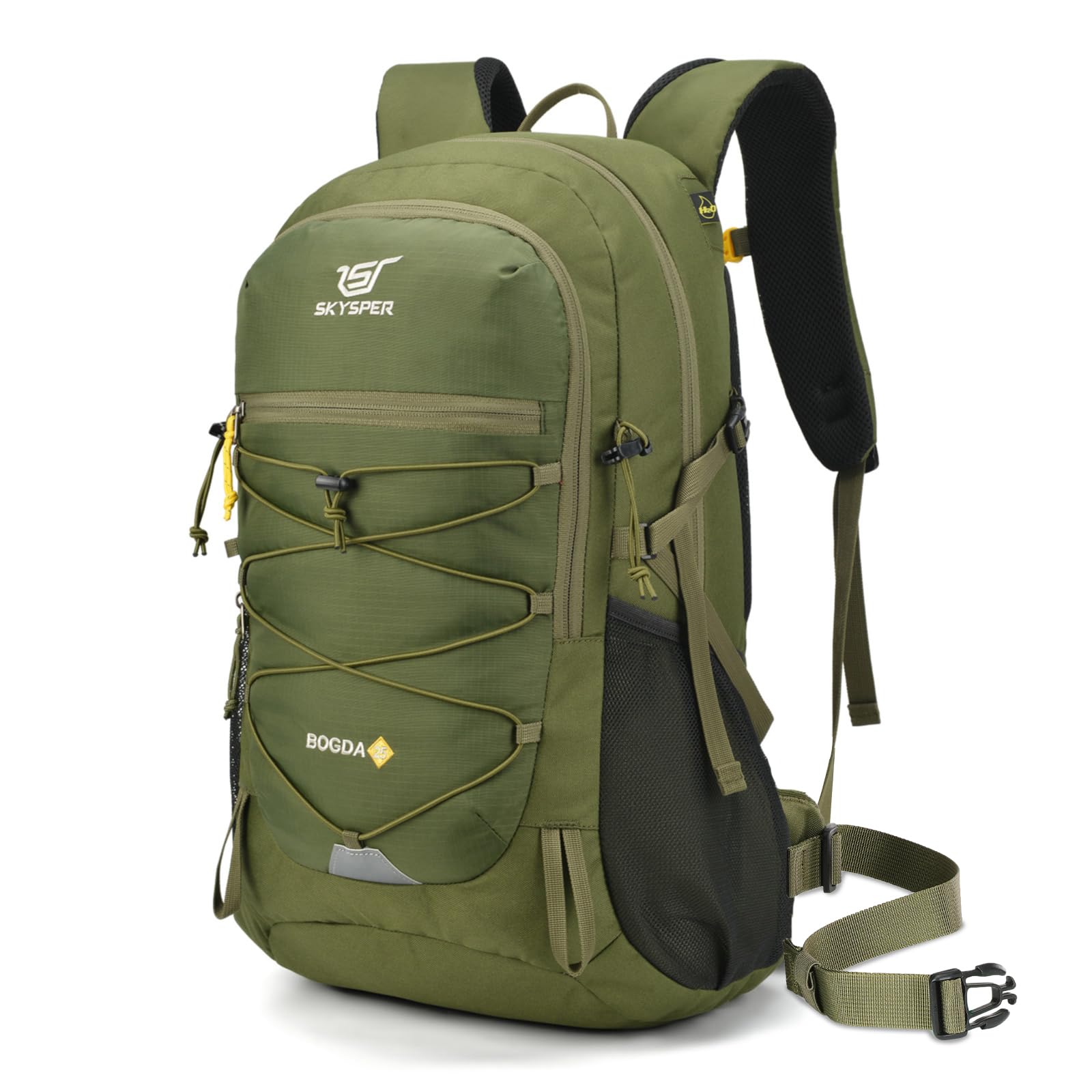 SKYSPER Wanderrucksack 25L, Klein Rucksack mit Rückenbelüftung aus atmungsaktivem 3D Air Mesh Tagesrucksäcke mit Regenschutz für Wandern Outdoor