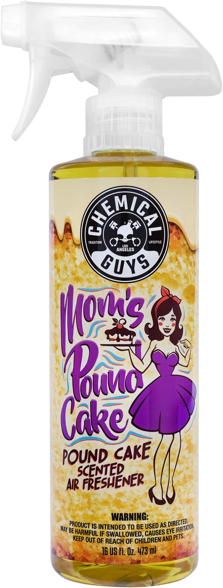 Chemical Guys AIR24616 Mom's Pound Cake Scented Premium Air Freshener & Odor Eliminator, (Great for Cars, Trucks, SUVs, RVs, Home, Office, Dorm Room & More) 16 fl oz
