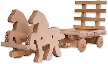 Amish-Made Wooden Toy Horse and Hay Wagon Set - coolthings.us