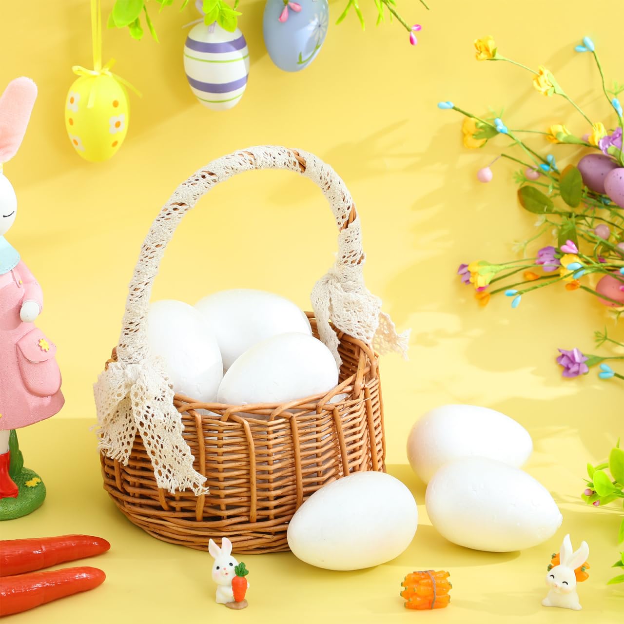 50 PCS Foam Eggs for Crafts,3 Inch Polystyrene Easter Eggs DIY Painting Creative Projects for Easter Wedding Birthday Holiday Decorations Floral Arrangements