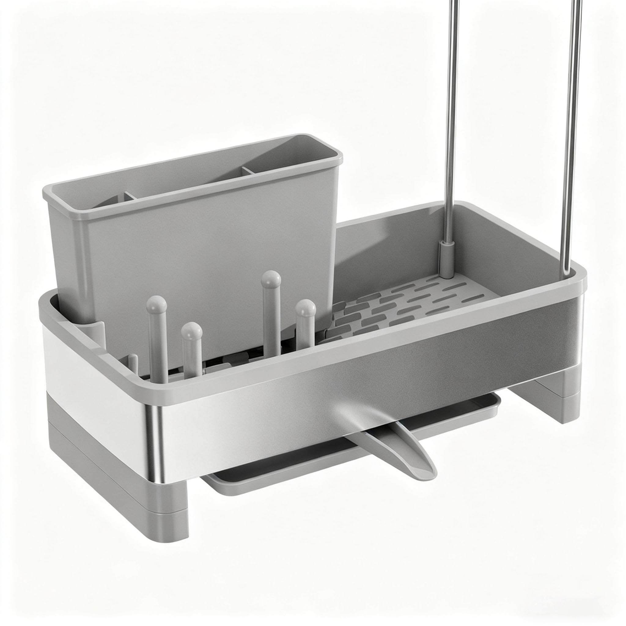ICEDOG-Soap and Dishcloth Organizer Removable Brush Holders Sponge Holder for Kitchen Sink Rustproof Stainless Steel Sink Caddy with