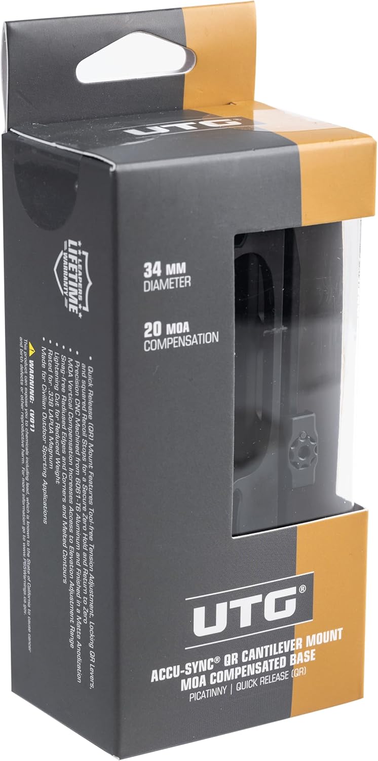 UTG ACCU-SYNC QR Cantilever Mount, 20 MOA, 70 mm Offset, 34 mm Tube, Picatinny