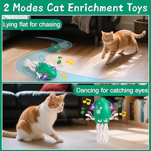 Miniatura 4 de Juguete interactivo para gatos, juguete de pulpo bailarín con 2 modos de movimiento y balanceo, juguetes recargables para gatos de interior con