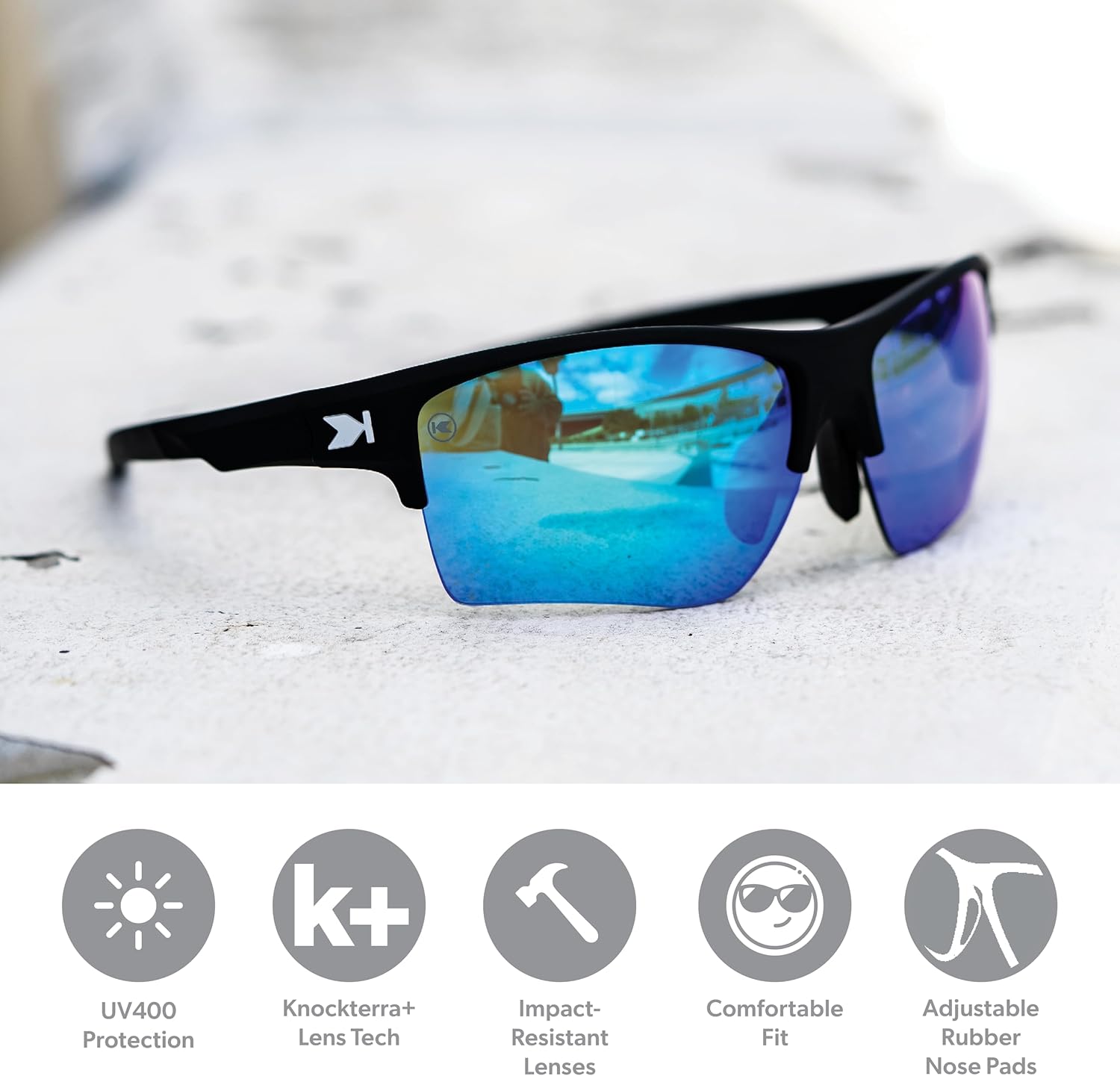 Knockaround Flight Paths Sport Sunglasses for Men & Women - Wraparound Sunglasses - UV400 Protection - Golf Baseball Cycling