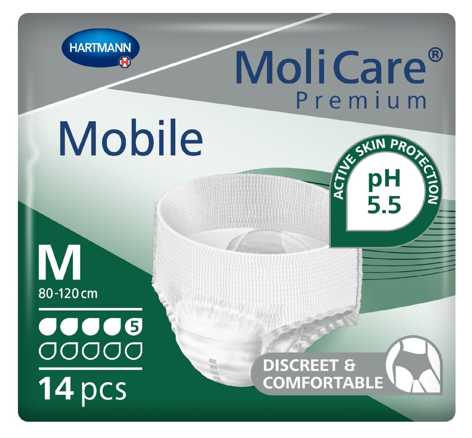 MoliCare Premium Mobile 5 Drops | Disposable Incontinence Pants: for Women and Men with Incontinence | Size M | 31-47 inches | Pack of 14